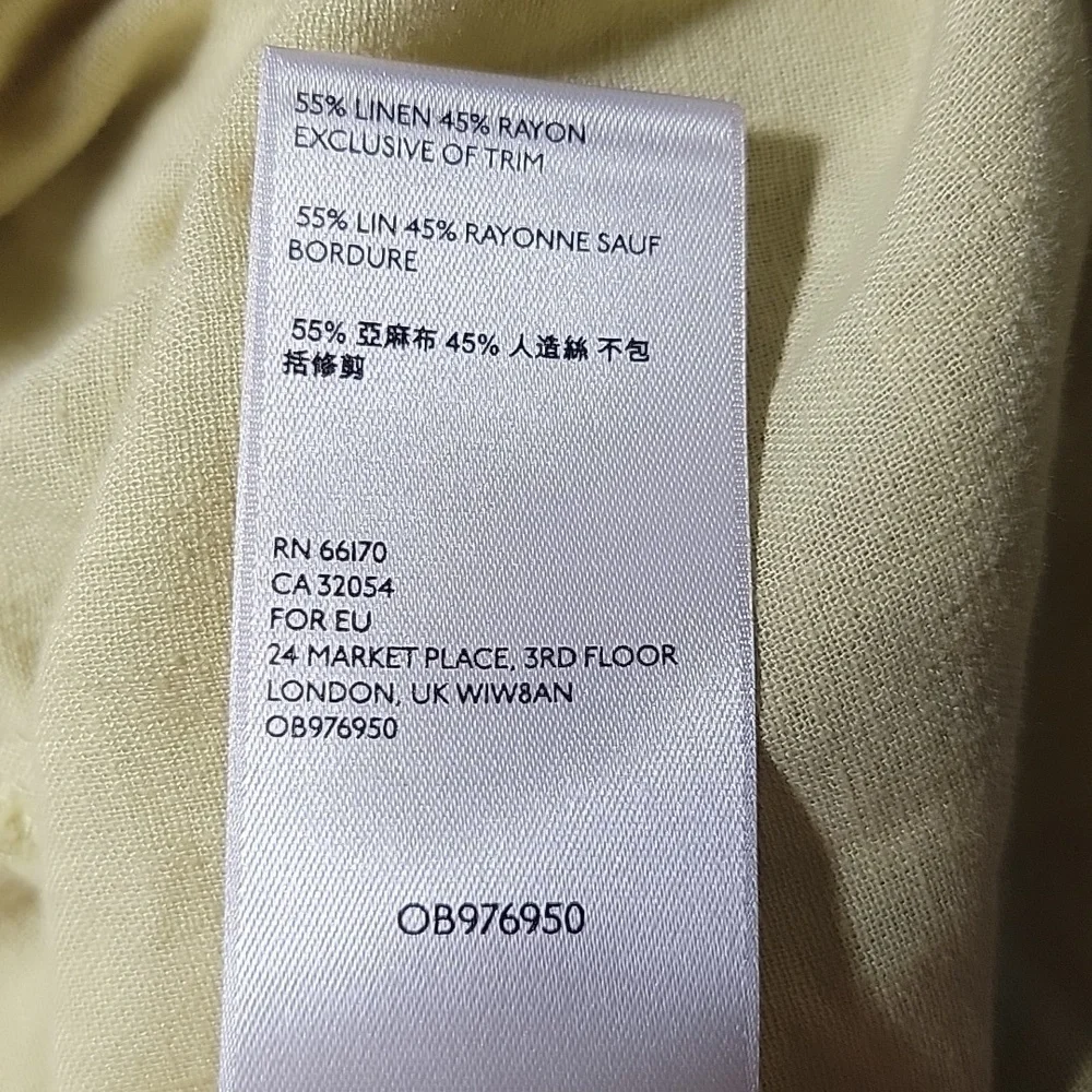 We The Free (Free People) Size XS. Linen Blend Raw Hem Button Down Shirt, NWOT